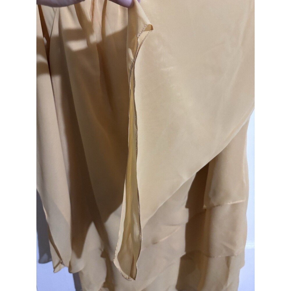 JJ's House Beaded Neckline Layered Gold Chiffon Formal Dress Blouse Fairy Boho - Picture 4 of 5